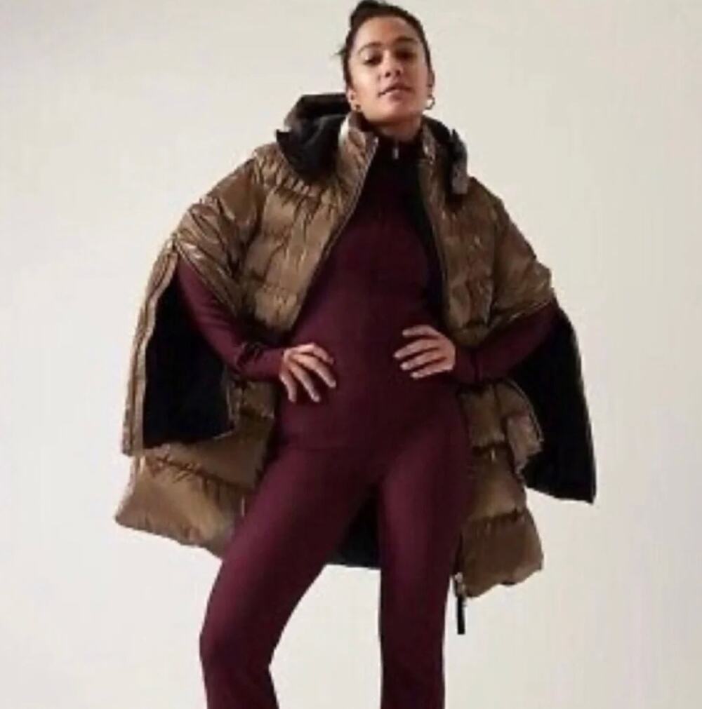 Athleta x Alicia Keys Golden Aura Down Puffer Jacket Metallic Gold Small